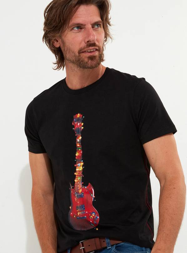 JOE BROWNS Novelty Guitar Christmas Tree Tee L