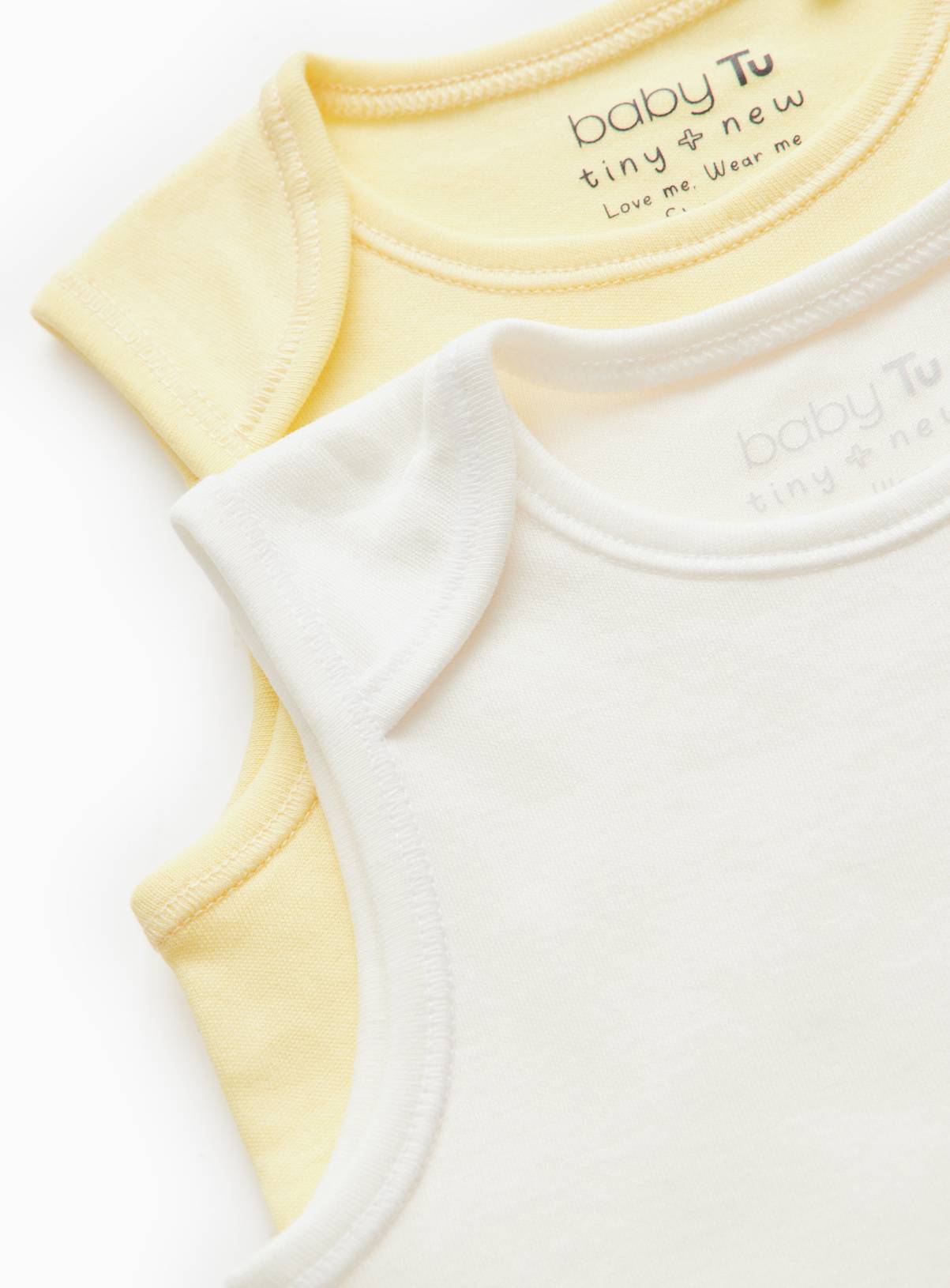 White & Yellow Sleeveless Bodysuit 7 Pack Up to 1 mth - Image 2