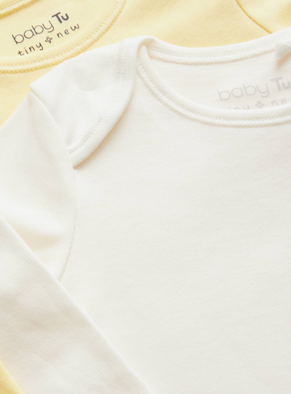 White & Yellow Long Sleeve Bodysuit 7 Pack Newborn - Image 2