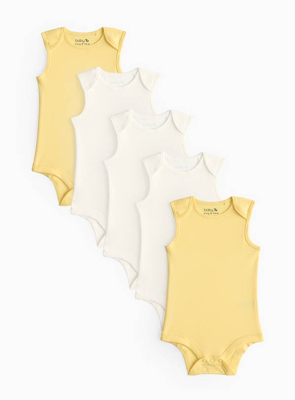 Yellow Sleeveless Bodysuits 5 Pack Up to 3 mths