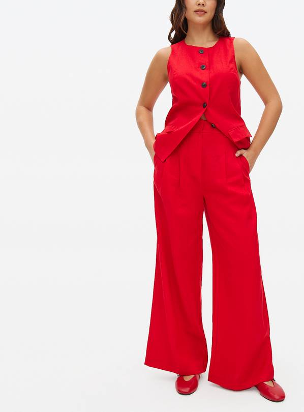 Red Linen Ultra Wide Trousers  10S