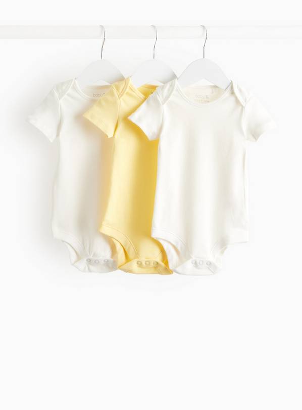 Yellow & White Short Sleeve Bodysuits 3 pack 6-9 months