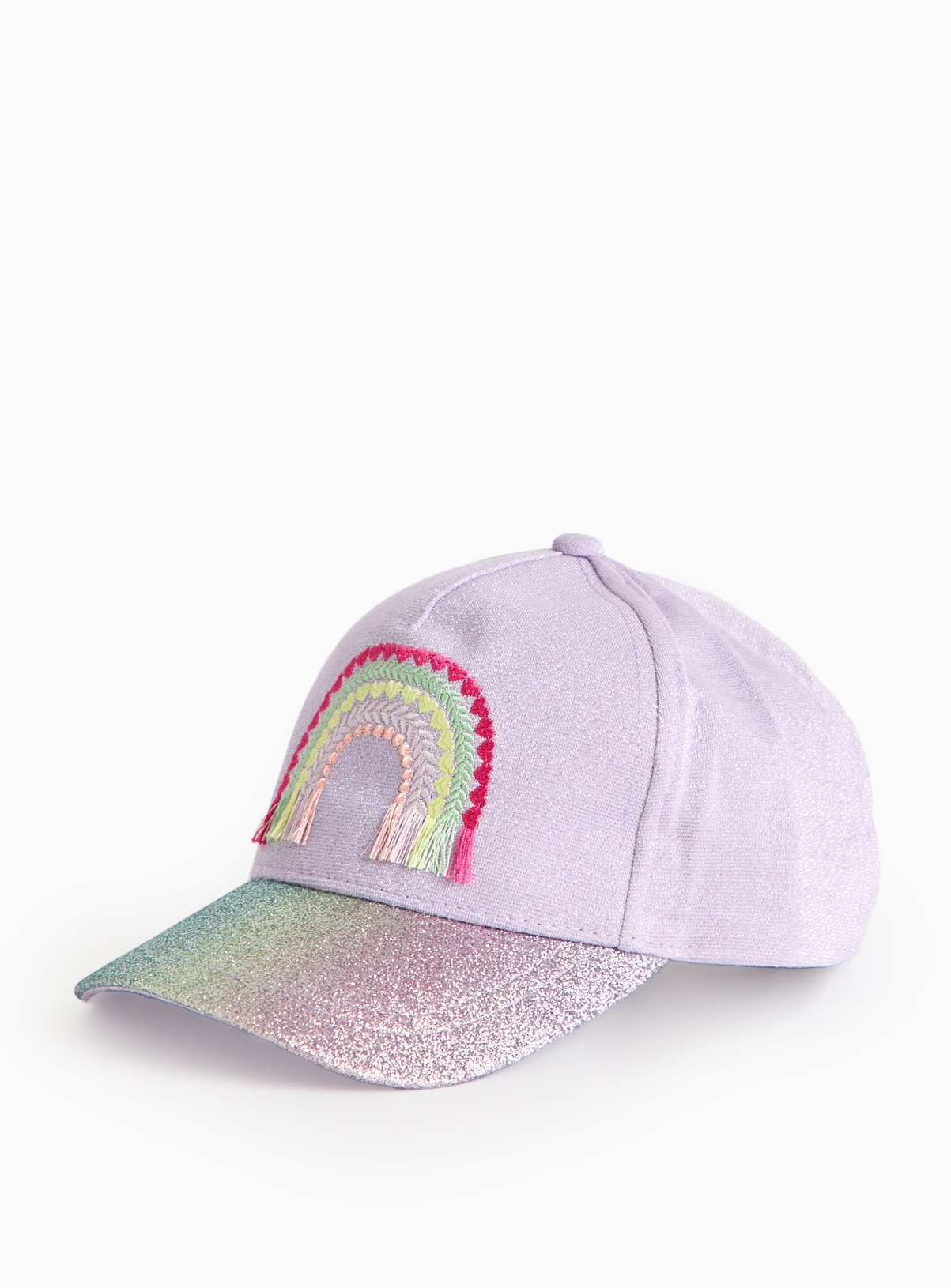 Lilac Rainbow Embroidered Glitter Cap (3-5 Years) - Tu by Sainsbury's
