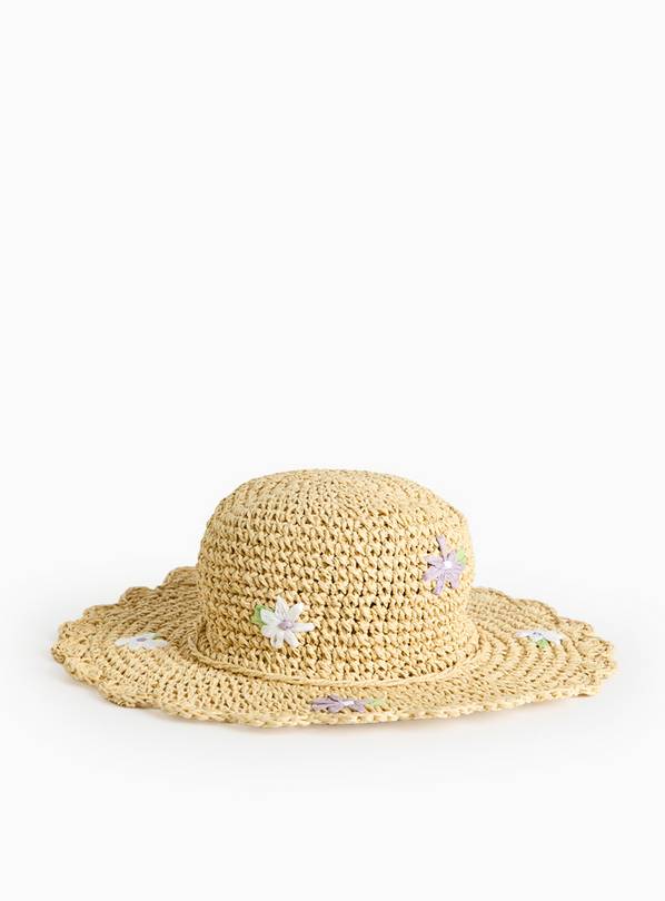 Flower Detail Straw Sun Hat 3-5 years