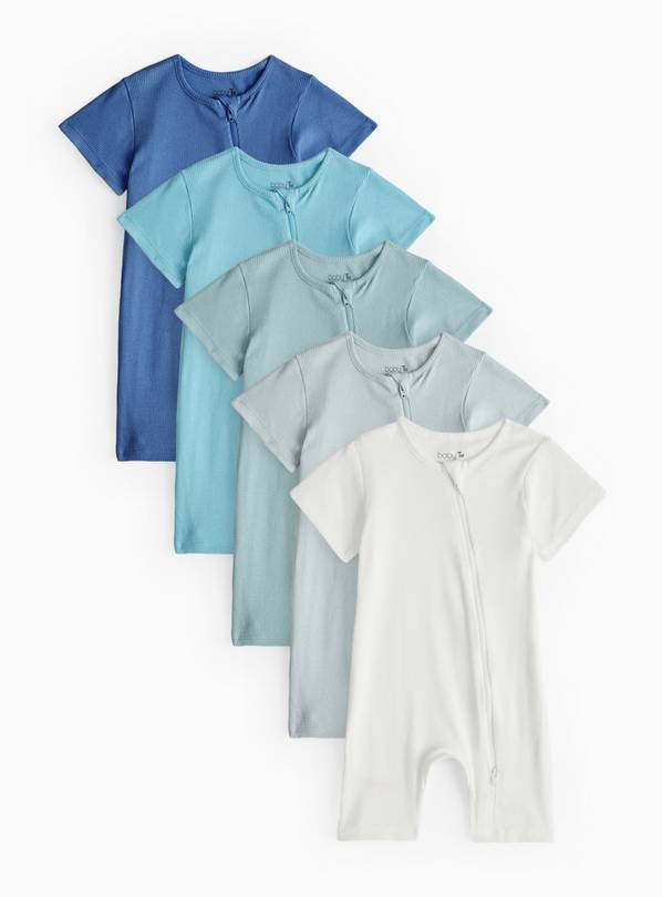 Tiny Baby Blue Rompers 5 Pack 3-6 months