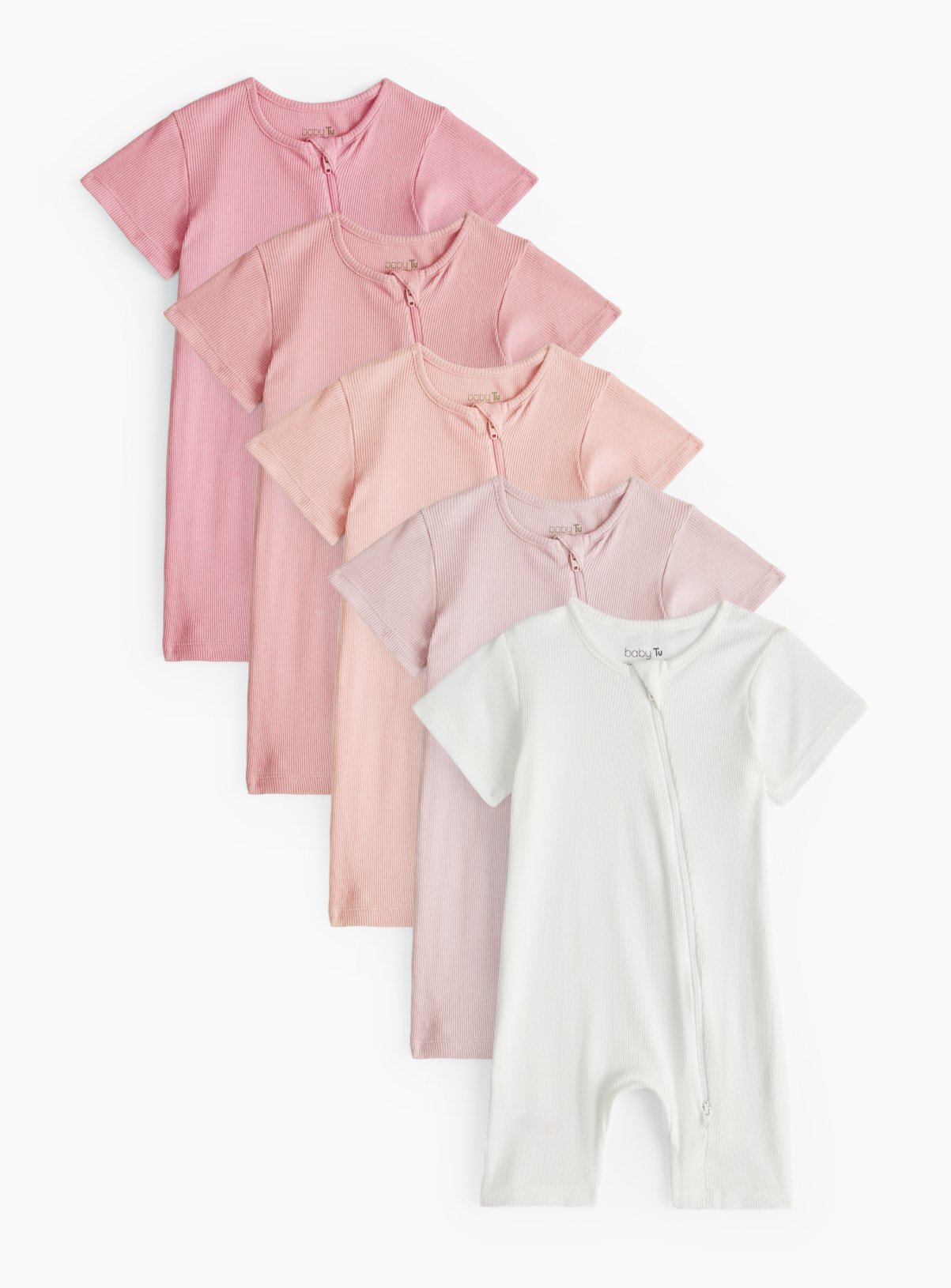 Pink Tiny Baby Pink Rompers 5 Pack (12-18 Months) - Tu by Sainsbury's