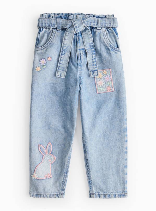 Bunny Applique Tie-Belt Denim Jeans  1-2 years