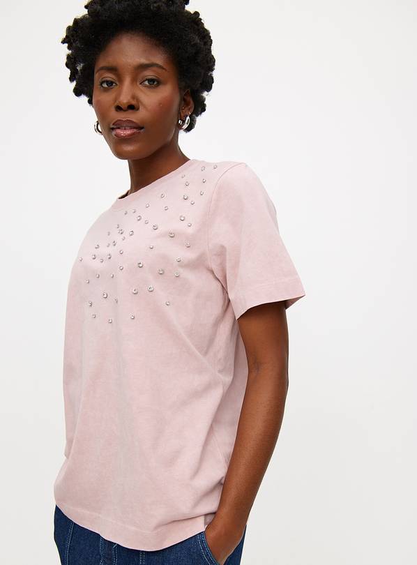 Pink Washed Rhinestone Embellished T-Shirt 20