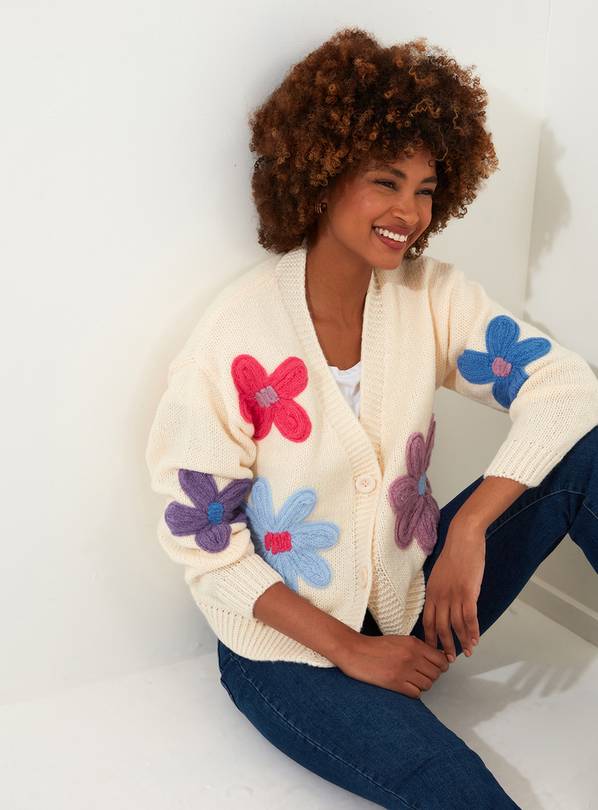 JOE BROWNS Colourful Floral Applique Cardigan L