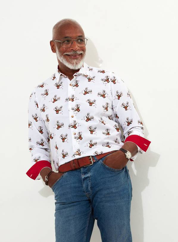 JOE BROWNS Novelty Bauble Stag Print Shirt M