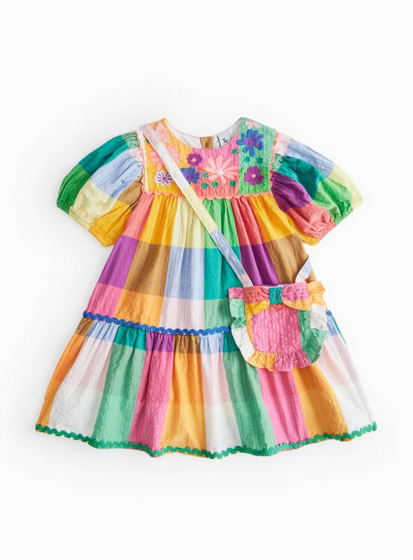 Tiered Mix Patchwork Woven Dress & Bag Set 2-3 years