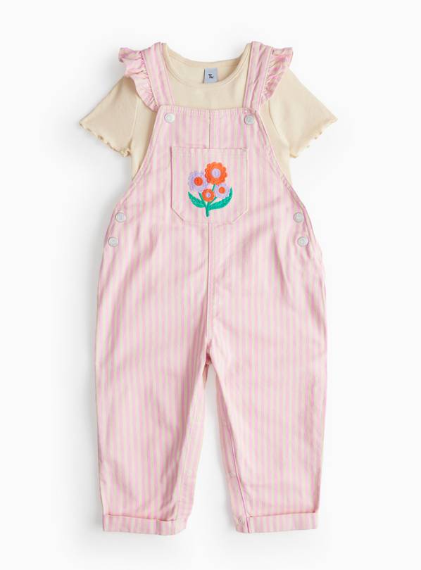 Pink Stripe Dungaree Set 3-4 years