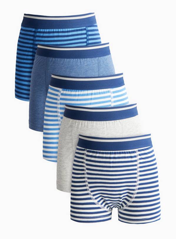 Blue Marl Stripe Trunks 5 Pack 7-8 years