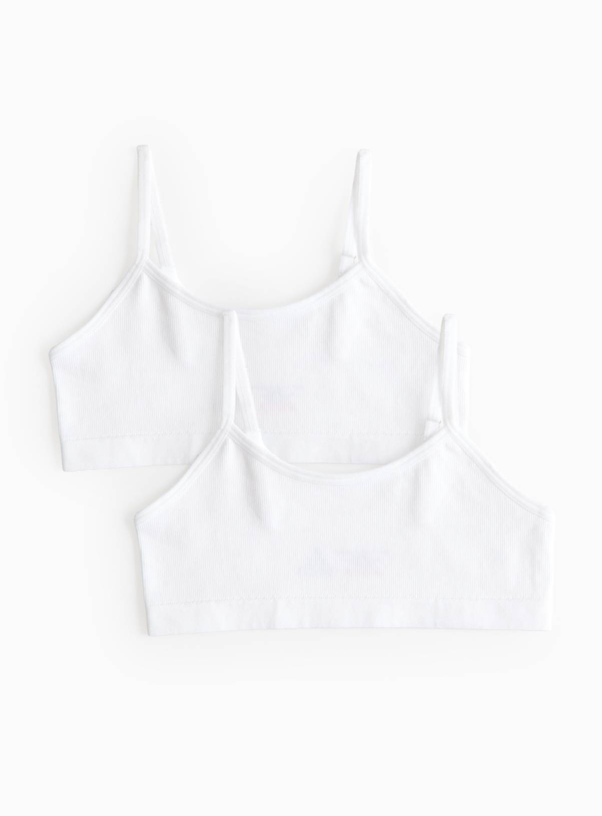 White Seamfree Ribbed Crop Top 2 Pack  4-6 years - Image 1