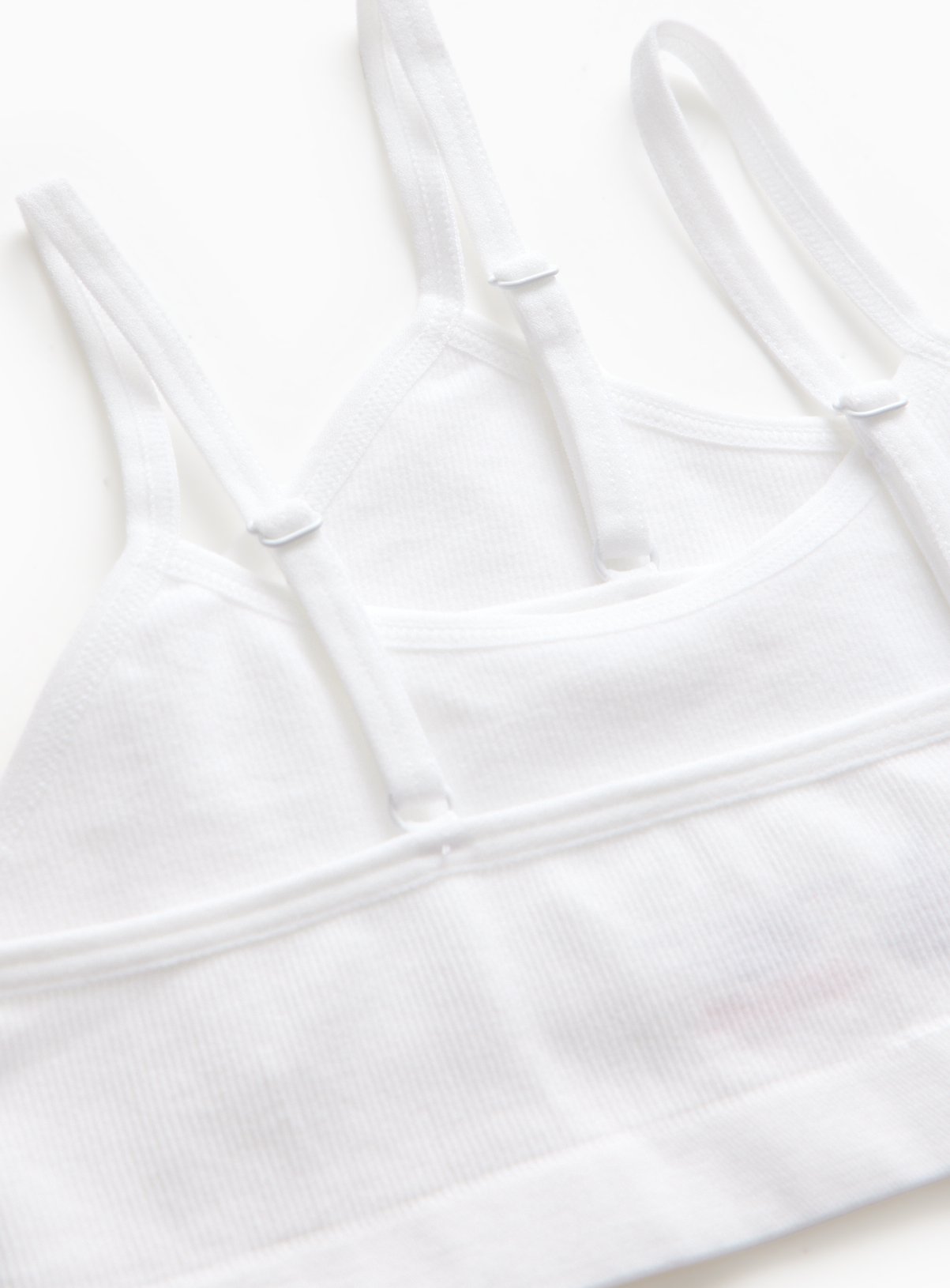 White Seamfree Ribbed Crop Top 2 Pack  4-6 years - Image 2 thumbnail