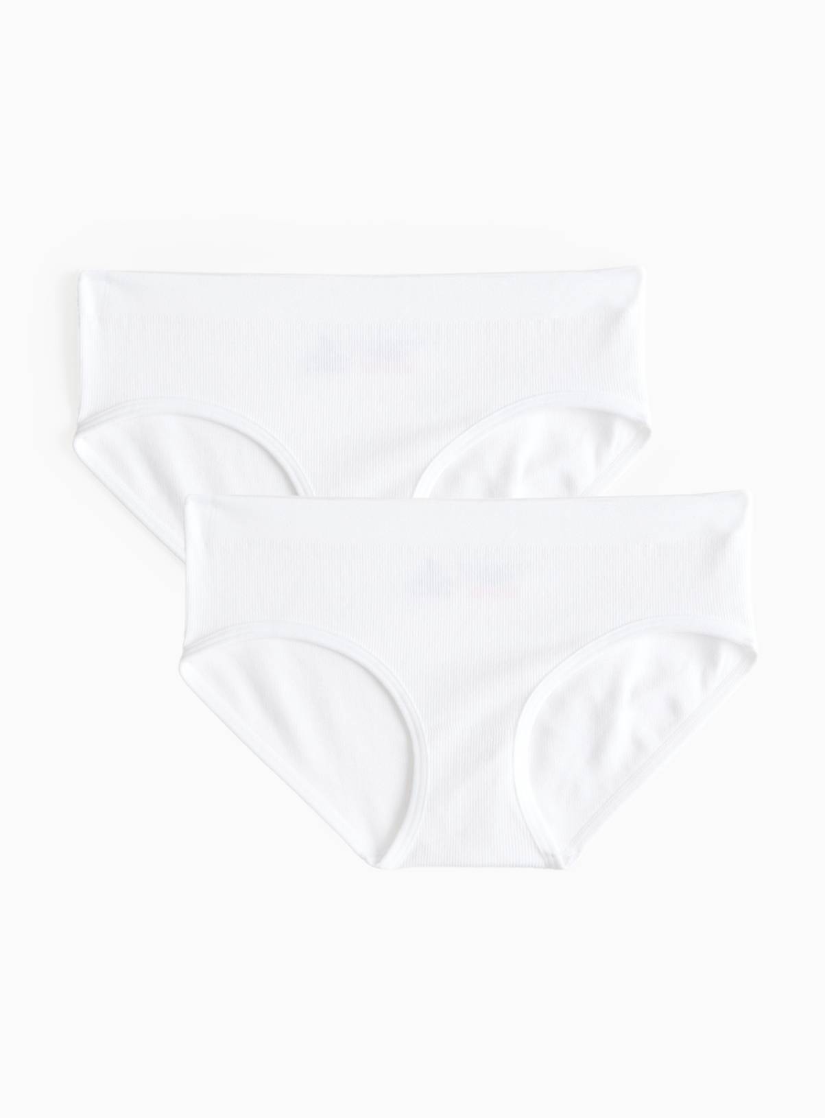 White Seamfree Ribbed Briefs 2 Pack 4-6 years - Image 1