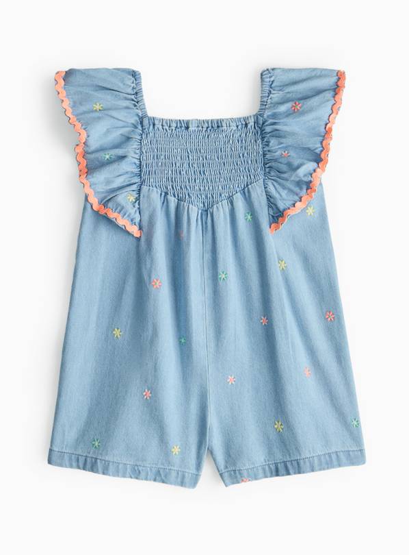 Denim Embroidered Playsuit 1-2 years