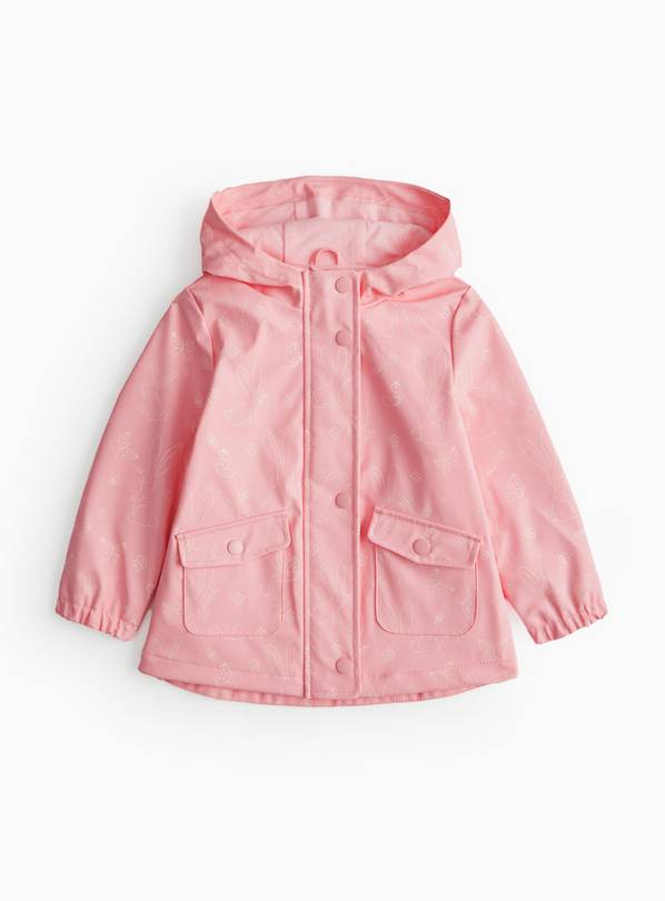 Pink Bunny Print Hooded Mac 1-2 years