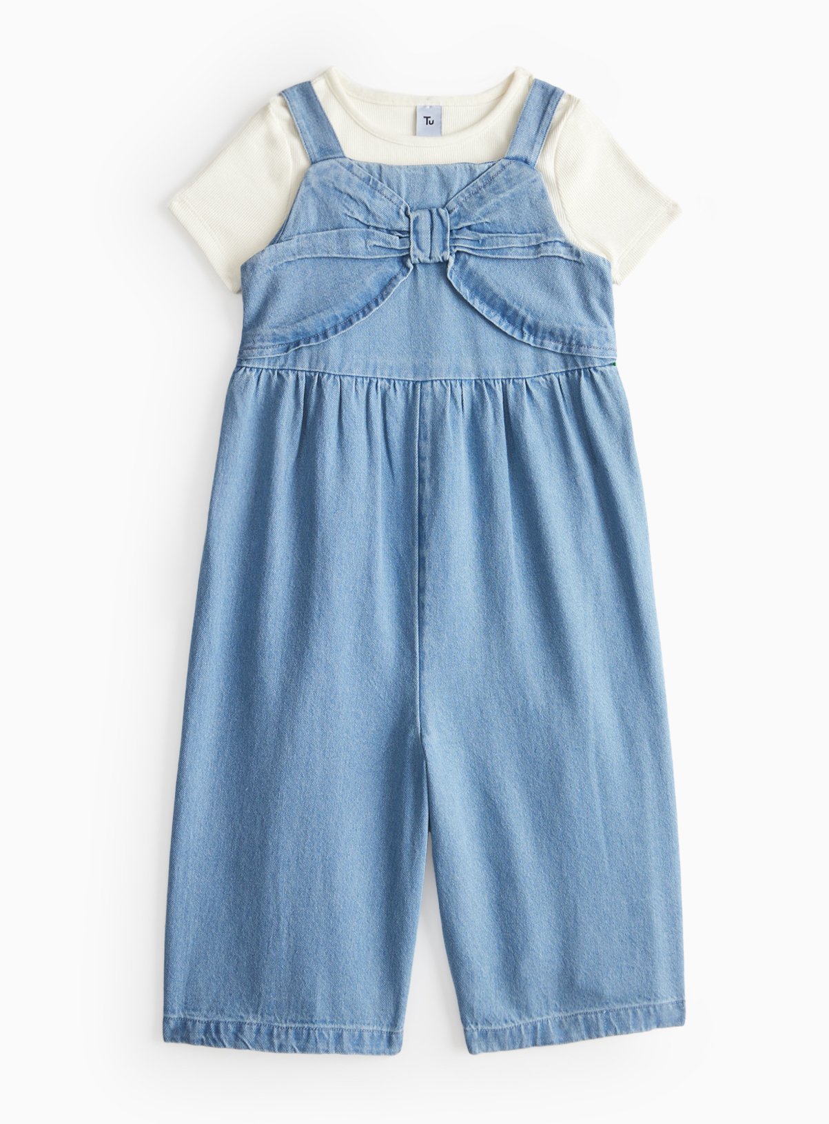 T-Shirt & Denim Bow Jumpsuit Set (5-6 Years) - Tu by Sainsbury's