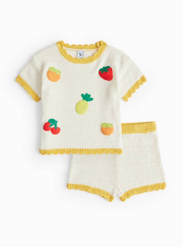 Fruit Embroidered T-Shirt & Crochet Shorts Set 1-2 years