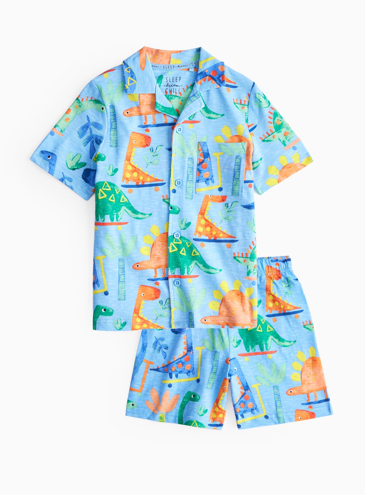 Blue Blue Dino Printed Jersey Shirt & Shorts Set (4-5 Years) - Tu by Sainsbury's