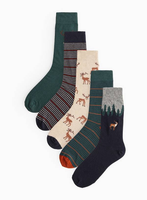 Stag Scenery Socks 5 Pack 6-8.5