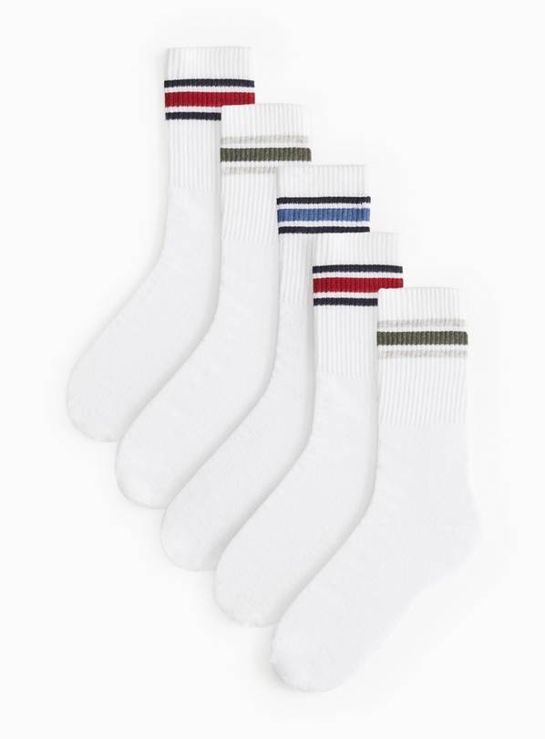 Sports Socks with Contrasting Stripe 5 Pack 6-8.5