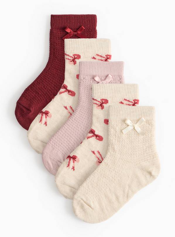 Mini Me Bow Ankle Socks 5 Pack  6-8.5