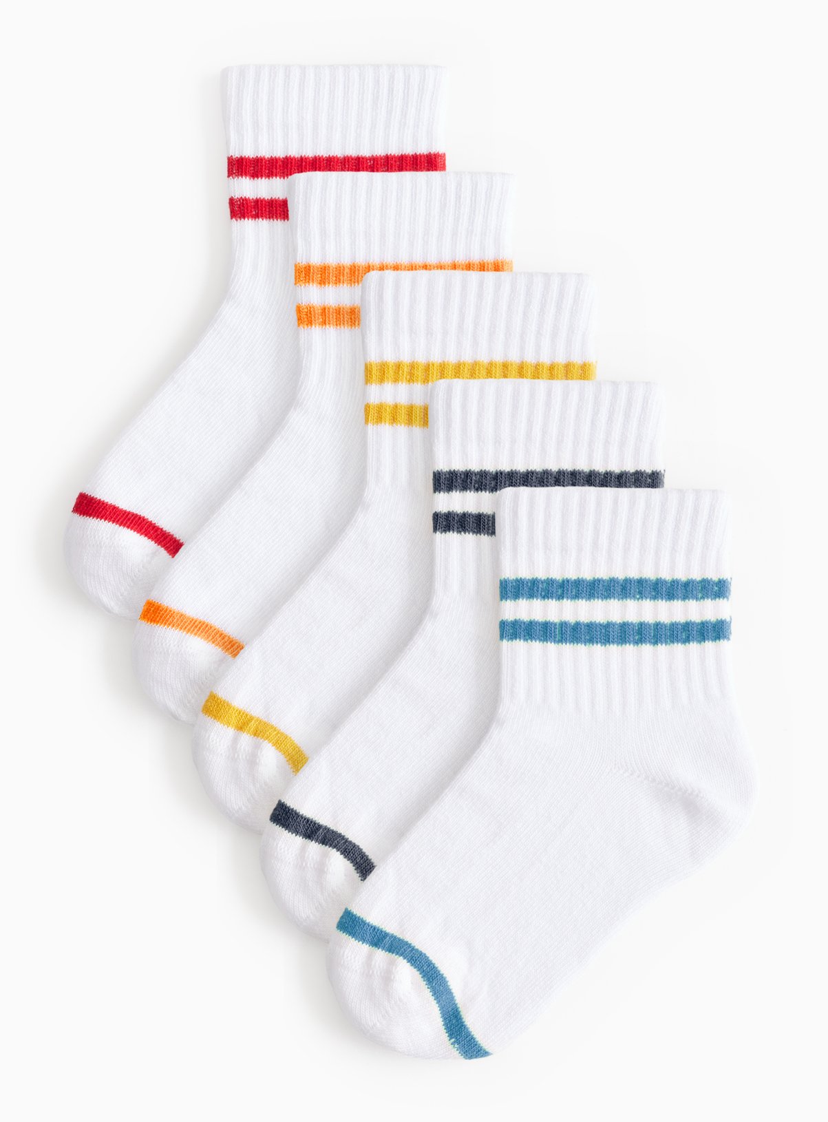 White Stripe Ankle Socks 5 Pack 12.5-3.5