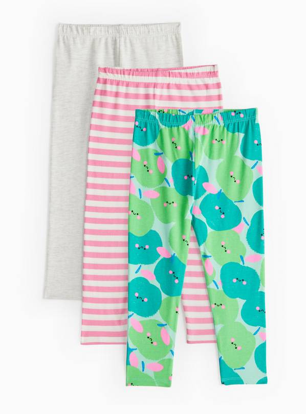 Green Apple Print Leggings 3 Pack 4-5 years