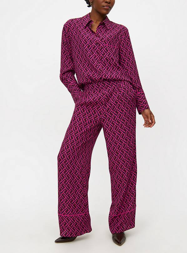 Purple Geometric Printed Wide Leg Co-ord Trousers 10