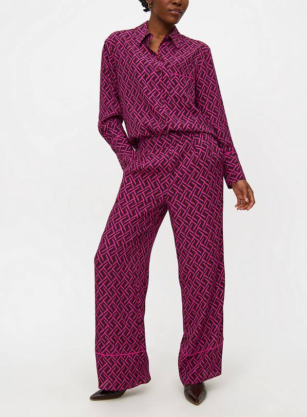 Purple Geometric Printed Wide Leg Co-ord Trousers 20