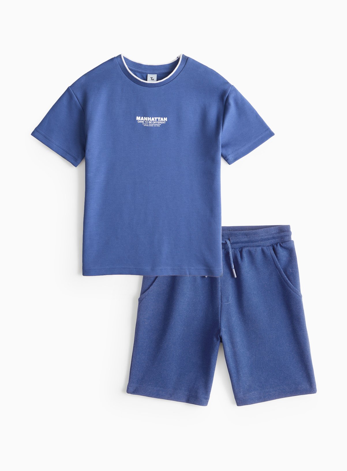 Blue Blue Textured T-Shirt & Shorts Set (10 Years) - Tu by Sainsbury's