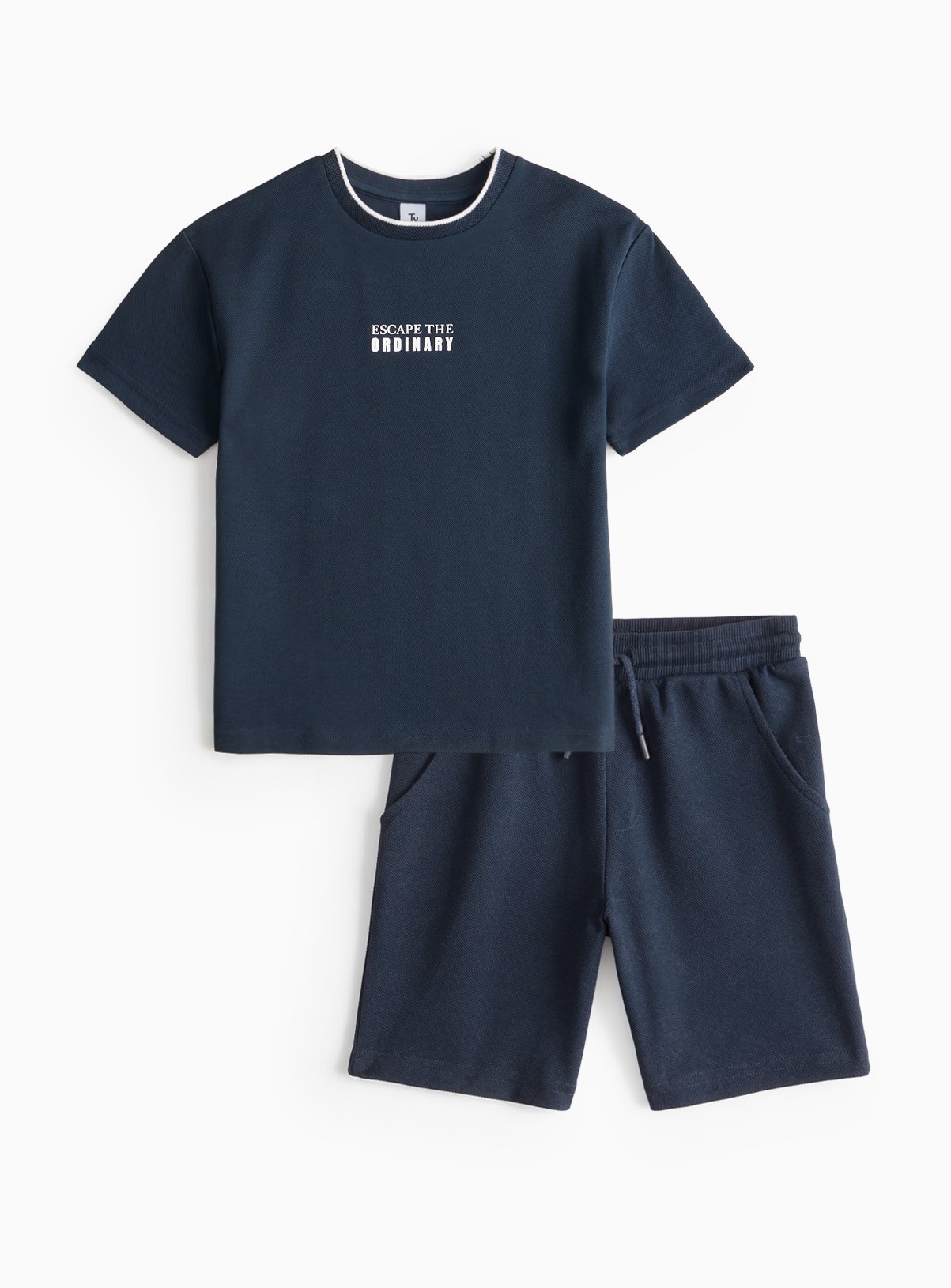 Navy Navy Textured T-Shirt & Shorts Set (9 Years) - Tu by Sainsbury's