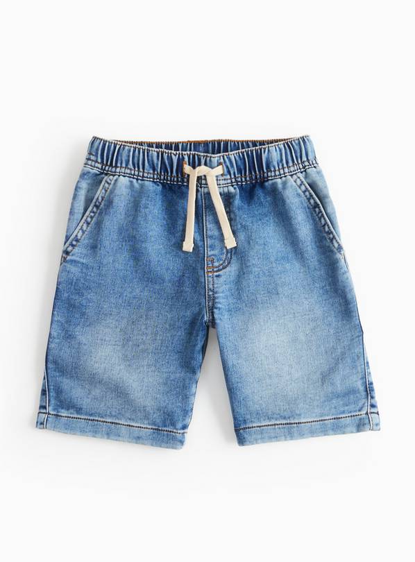 Blue Washed Denim Loopback Shorts  5 years