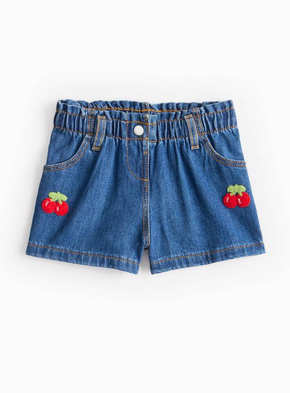 Denim Cherry Applique Shorts 1-2 years