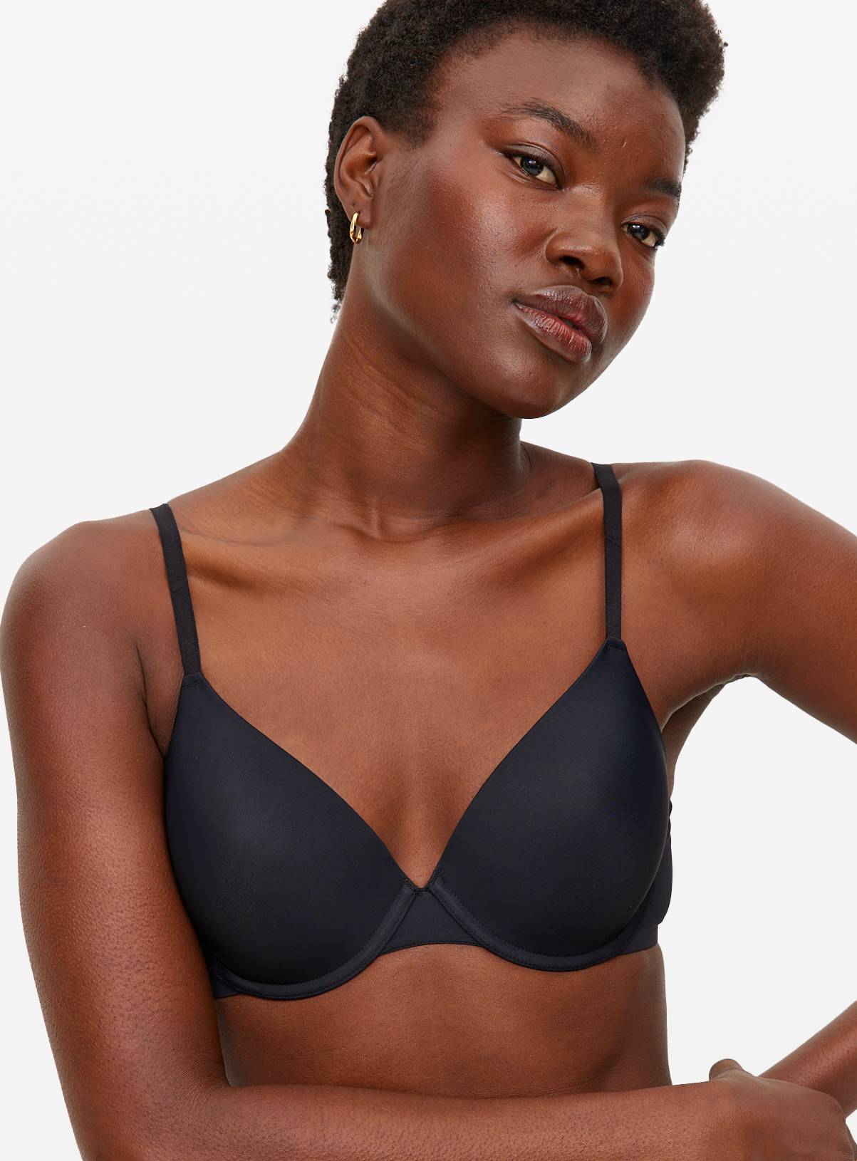 Black Padded Underwired T-Shirt Bra 34DD - Image 1