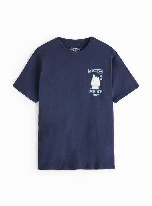 Navy Snoopy Graphic Crew Neck T-Shirt XL