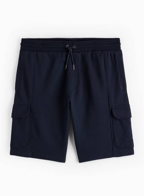 Navy Jersey Cargo Shorts M