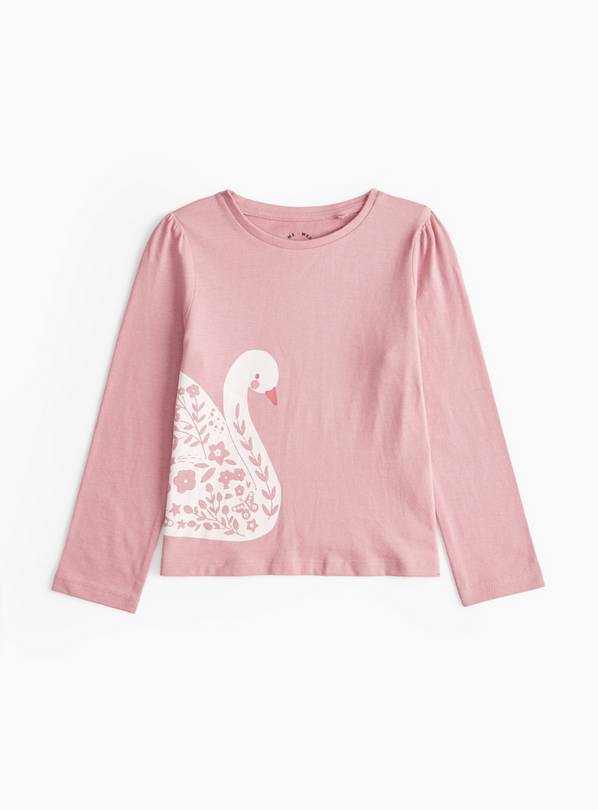 Pink Swan Print T-Shirt 1-2 years