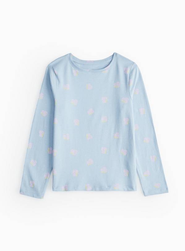 Blue Floral Printed Long Sleeve T-Shirt 5 years