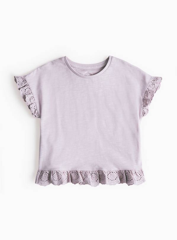 Lilac Broderie Frill Short Sleeve T-Shirt 1-2 years