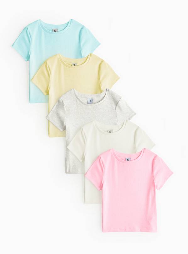 Bright Ribbed T-Shirt 5 Pack 5 years