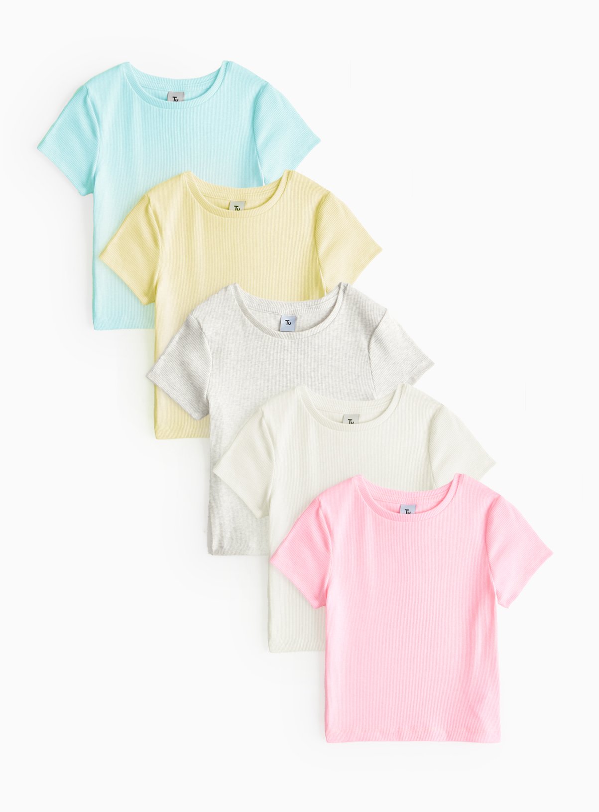 Yellow Yellow Bright Ribbed T-Shirt 5 Pack (5 Years) - Tu by Sainsbury's