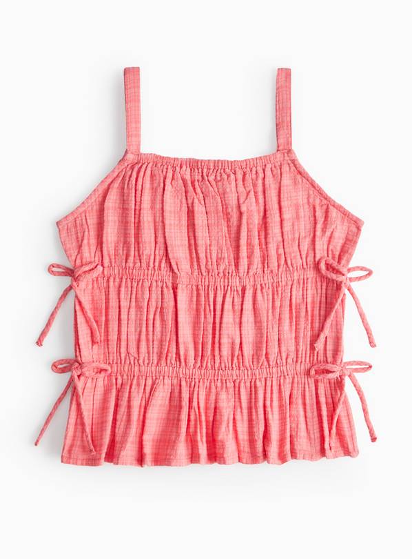 Pink Bow Detail Woven Strappy Top 5 years