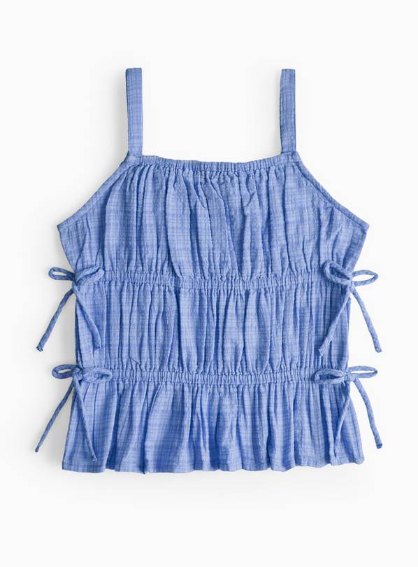 Blue Bow Detail Woven Strappy Top 5 years