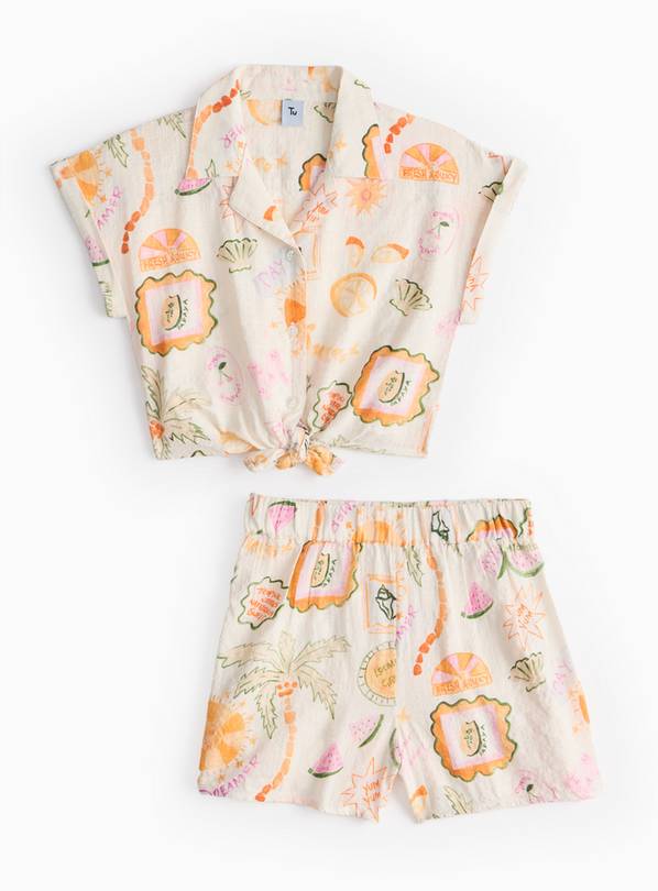 Holiday Print Tie-Front Shirt & Shorts Set 6 years