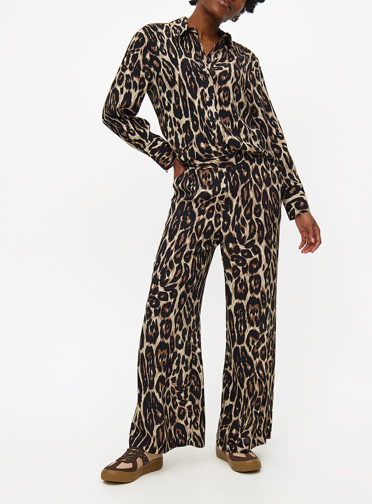 Leopard Printed Wide Leg Co-ord Trousers  8 - Image 1 thumbnail