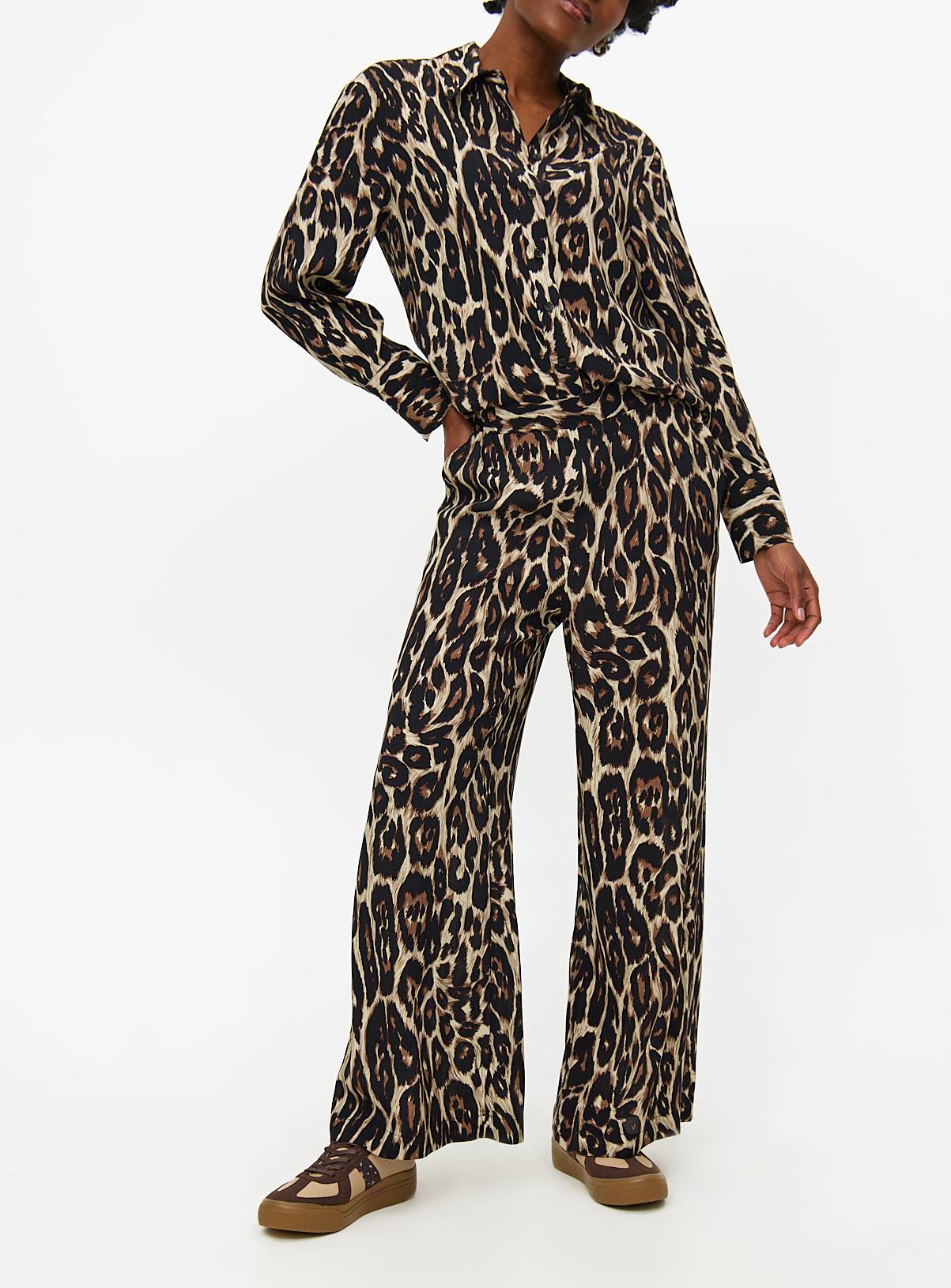 Leopard Printed Wide Leg Co-ord Trousers  8 - Image 1