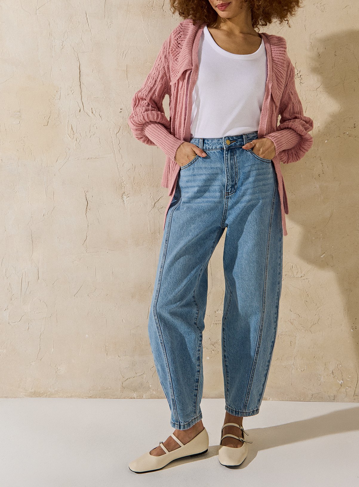 EVERBELLE Denim Barrel Leg Jeans